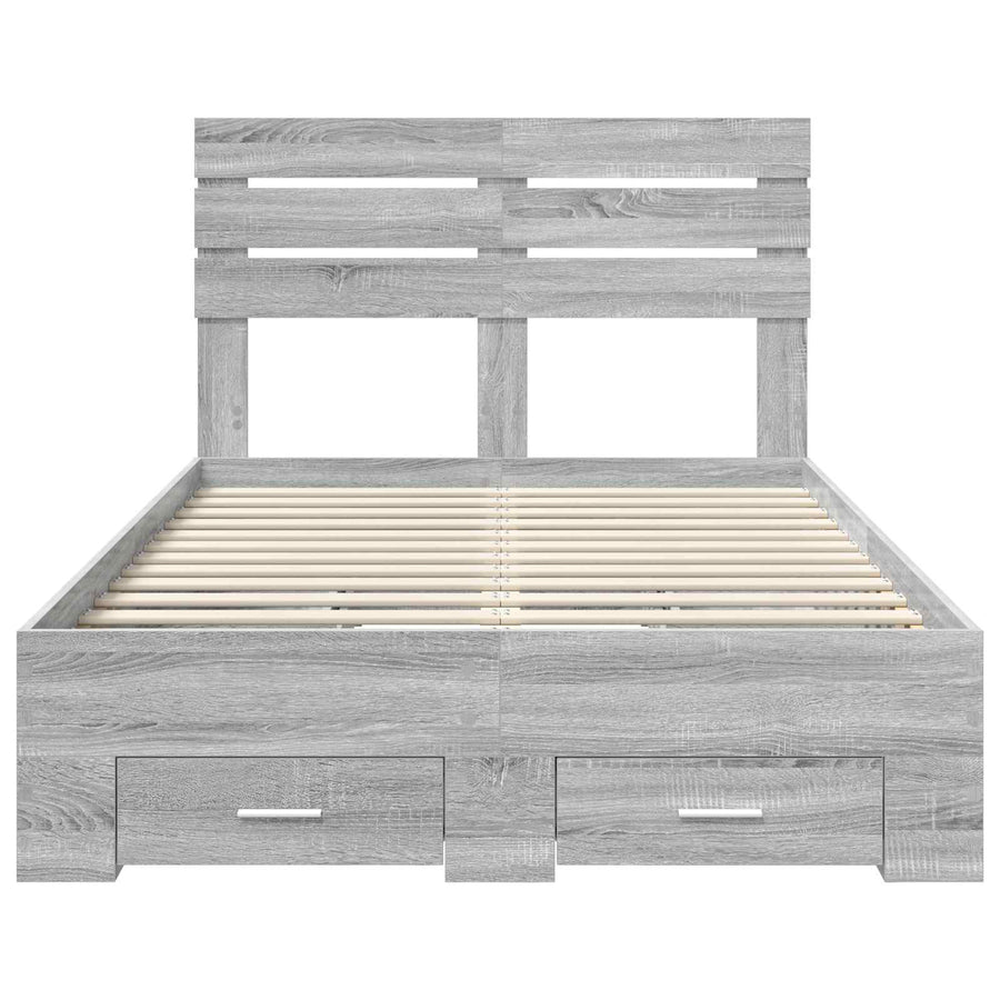 Bedframe met lade met hoofdeinde met opslag Bewerkt hout