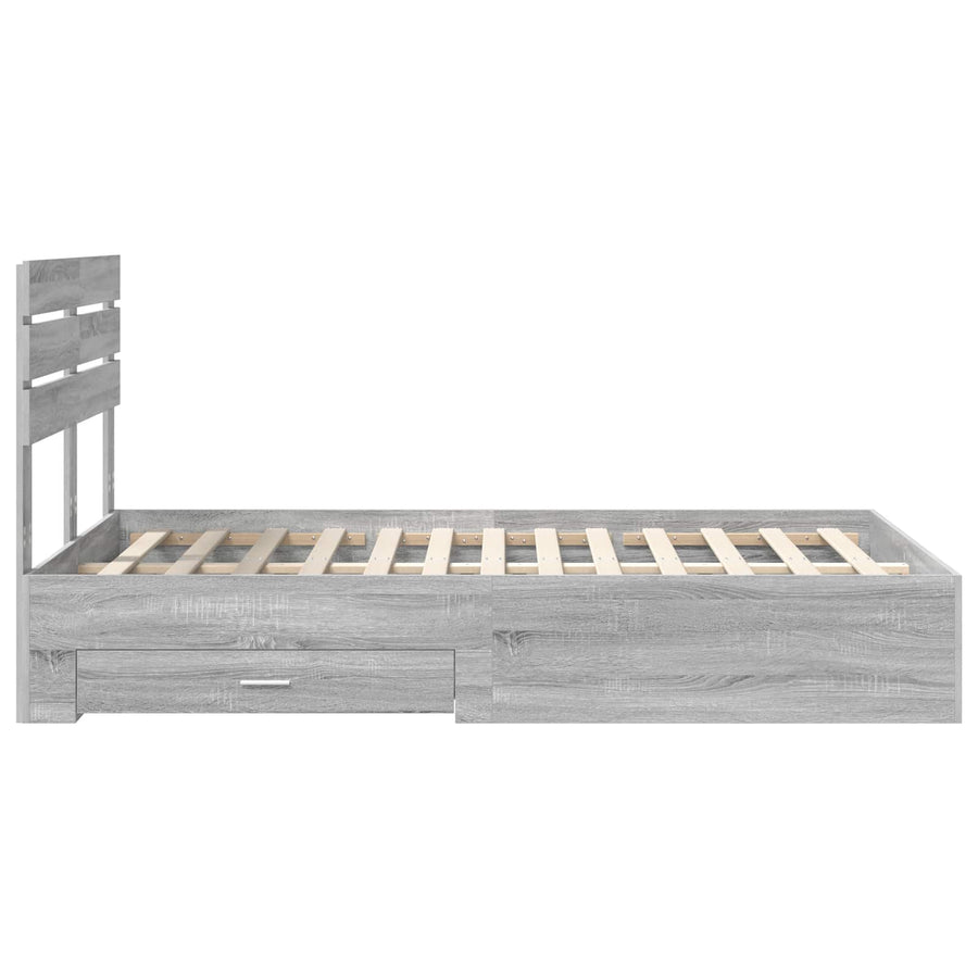 Bedframe met lade met hoofdeinde met opslag Bewerkt hout