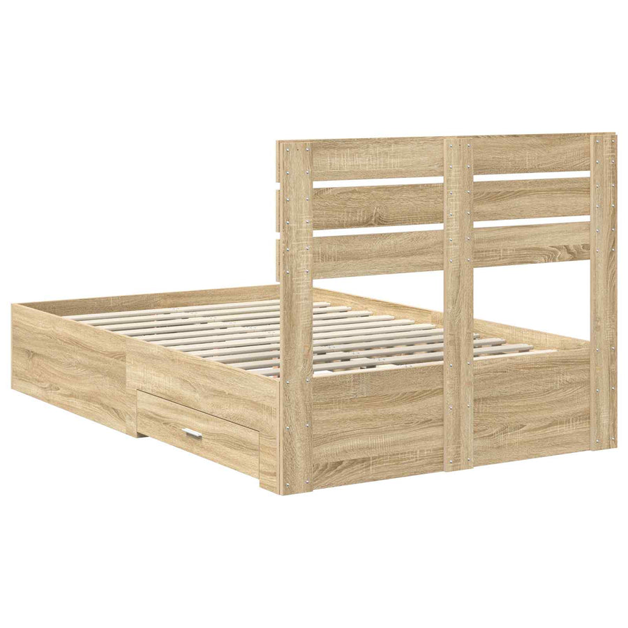 Bedframe met lade met hoofdeinde met opslag Bewerkt hout