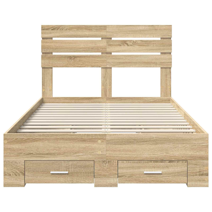 Bedframe met lade met hoofdeinde met opslag Bewerkt hout