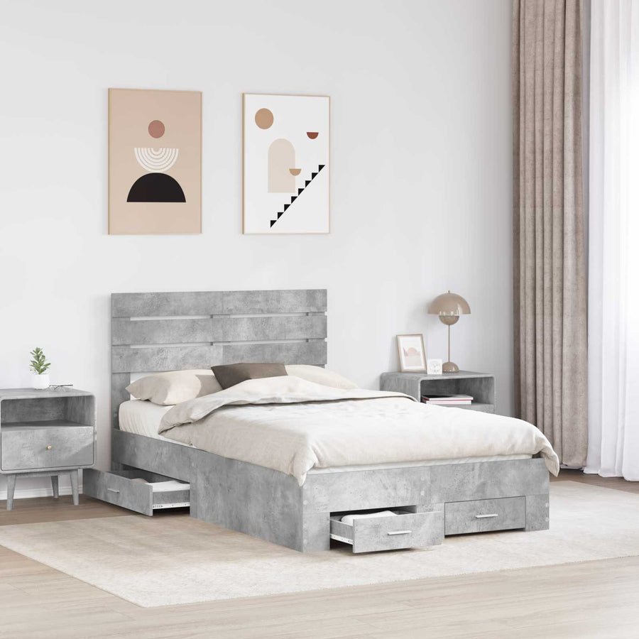 Bedframe met lade met hoofdeinde met opslag Bewerkt hout