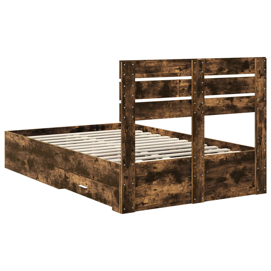 Bedframe met lade met hoofdeinde met opslag Bewerkt hout