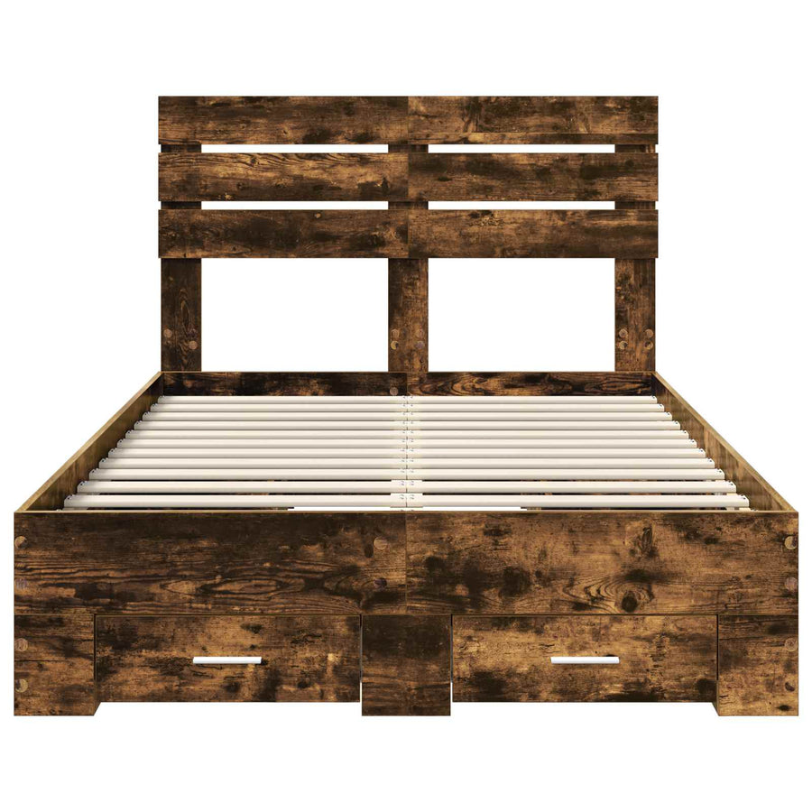 Bedframe met lade met hoofdeinde met opslag Bewerkt hout