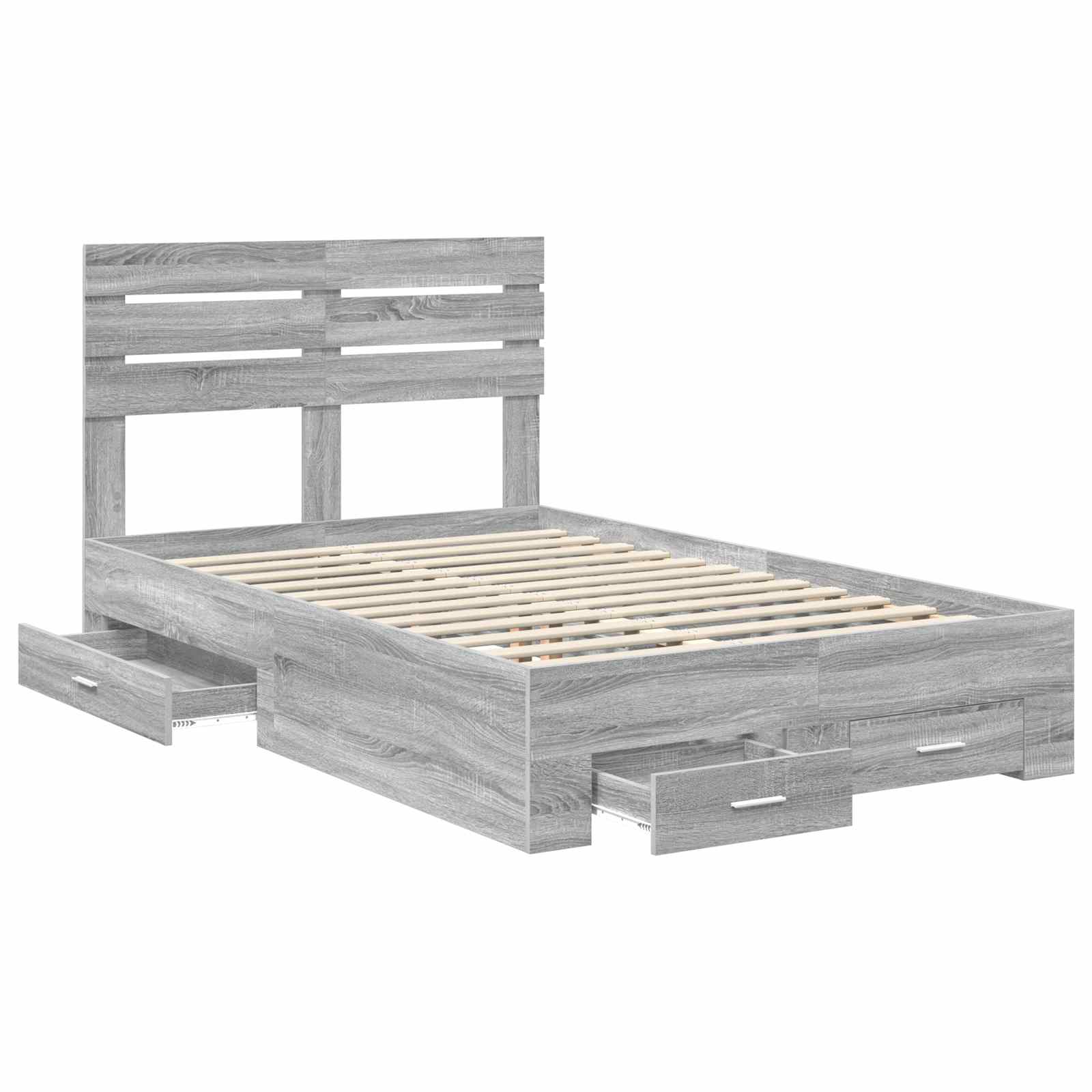 Bedframe met lade met hoofdeinde met opslag Bewerkt hout