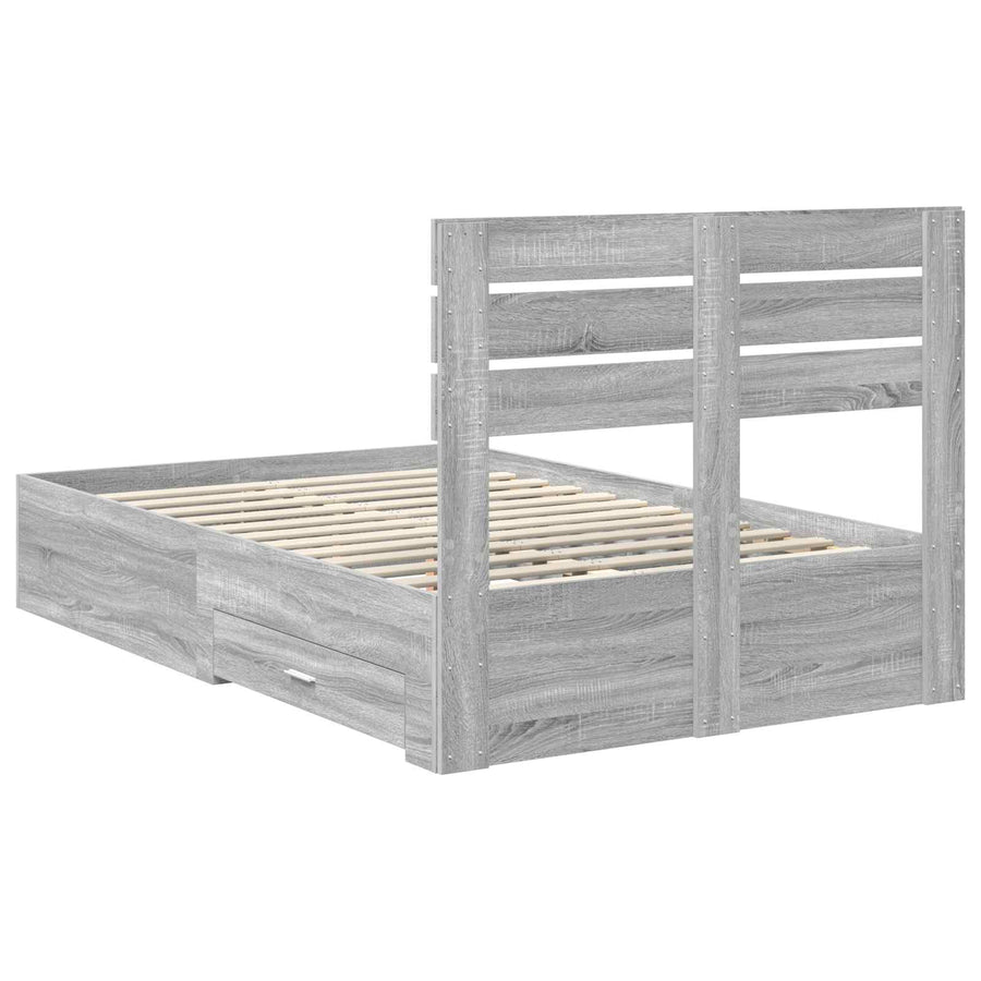 Bedframe met lade met hoofdeinde met opslag Bewerkt hout