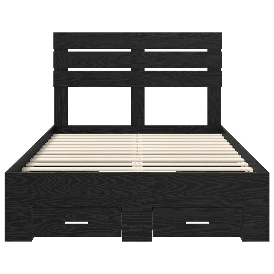 Bedframe met lade met hoofdeinde met opslag Bewerkt hout