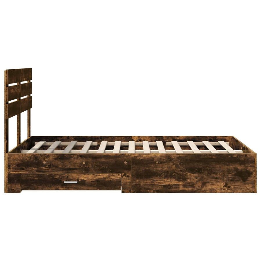 Bedframe met lade met hoofdeinde met opslag Bewerkt hout