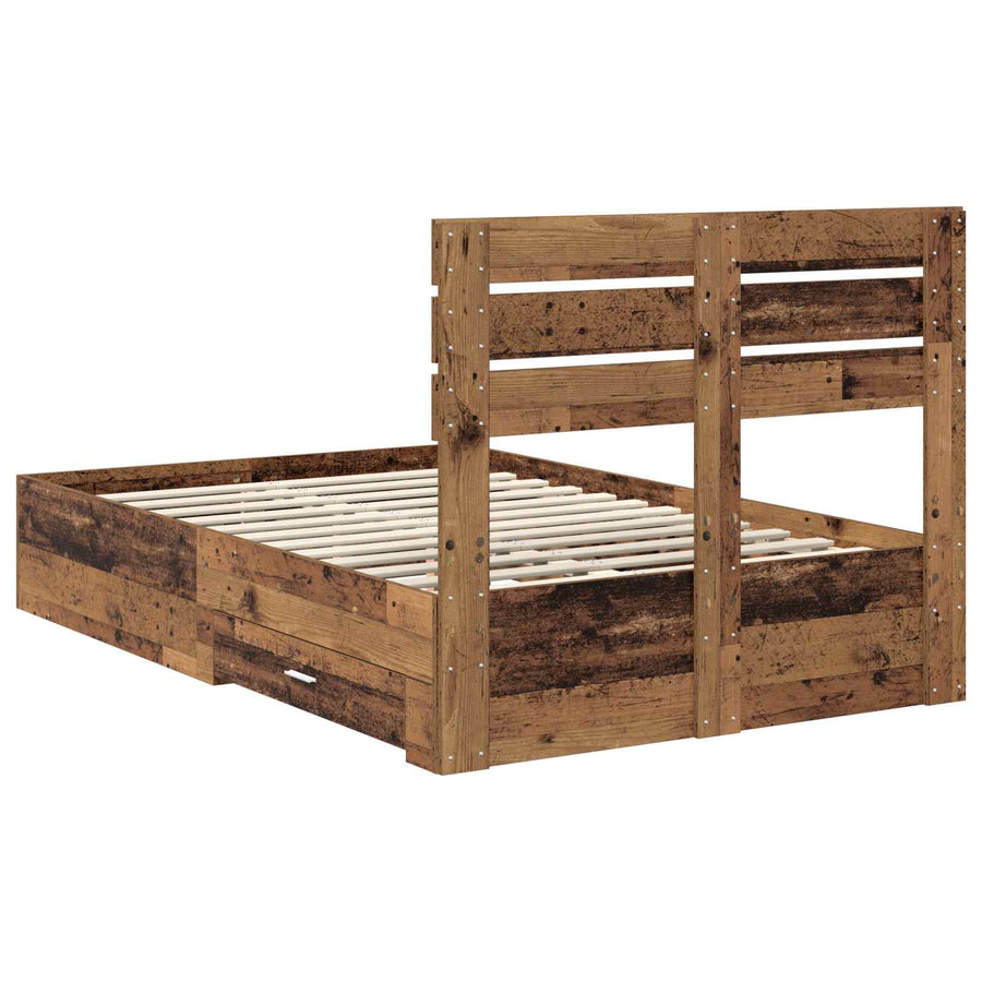 Bedframe met lade met hoofdeinde met opslag Bewerkt hout