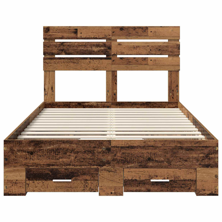 Bedframe met lade met hoofdeinde met opslag Bewerkt hout