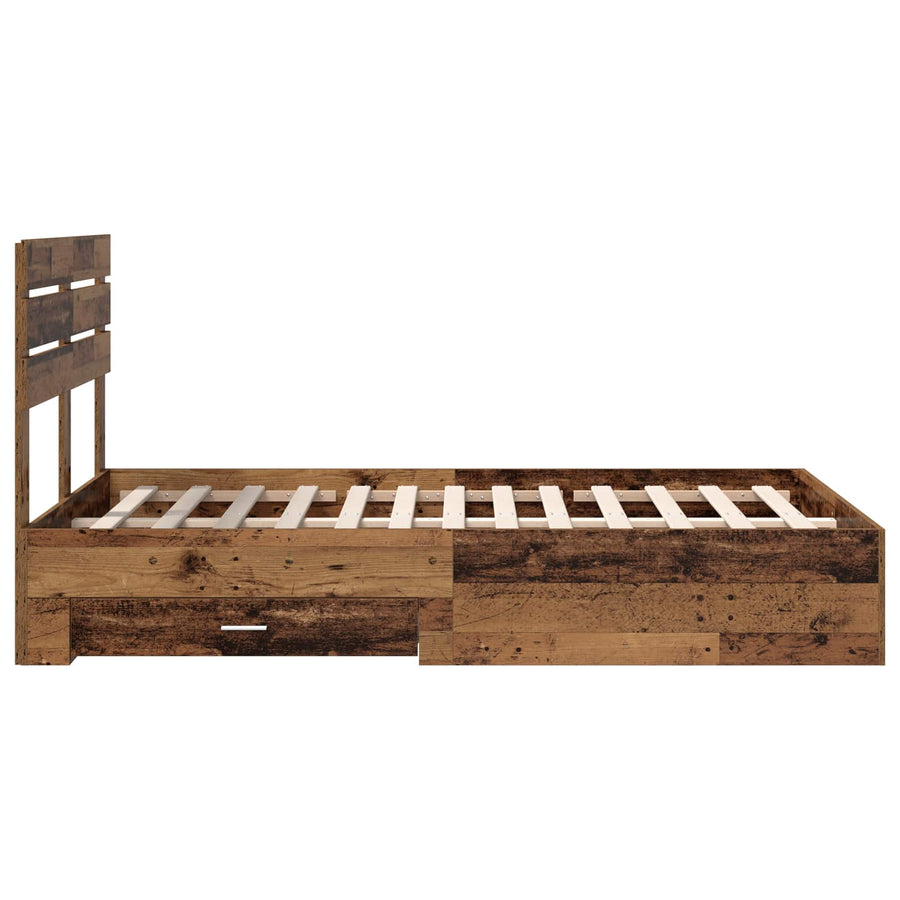 Bedframe met lade met hoofdeinde met opslag Bewerkt hout