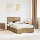 Bedframe met lade bewerkt hout