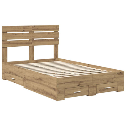 Bedframe met lade met hoofdeinde met opslag Bewerkt hout