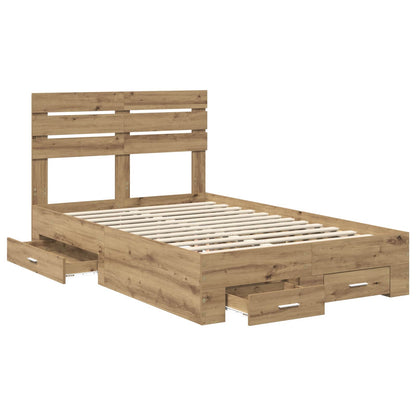 Bedframe met lade met hoofdeinde met opslag Bewerkt hout