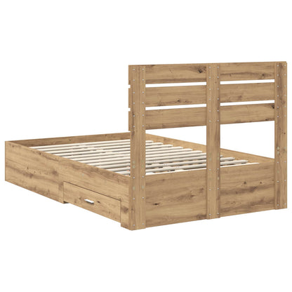 Bedframe met lade met hoofdeinde met opslag Bewerkt hout