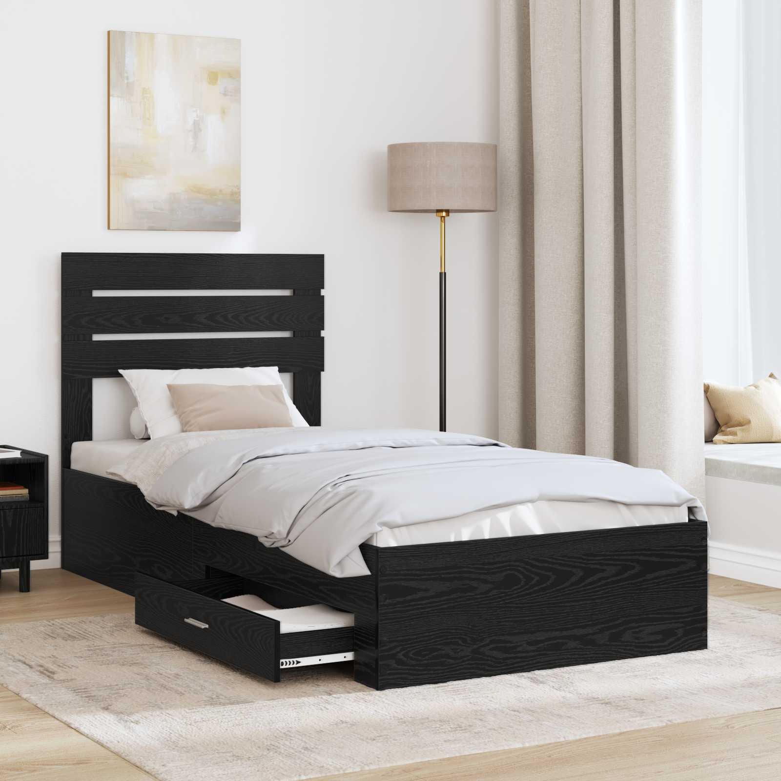 Bedframe met lade met hoofdeinde met opslag Bewerkt hout