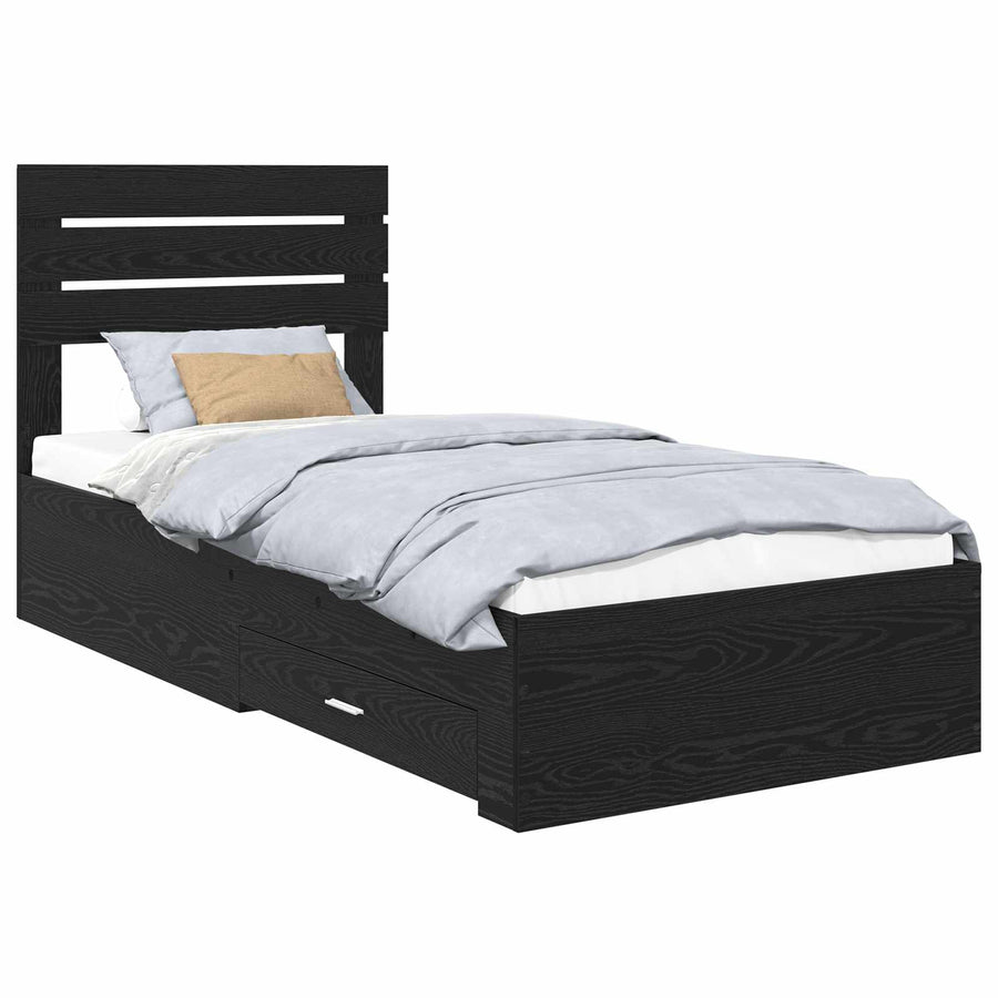 Bedframe met lade met hoofdeinde met opslag Bewerkt hout