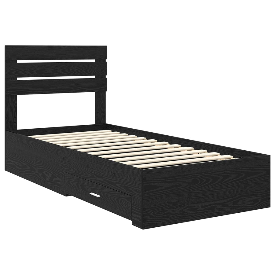 Bedframe met lade met hoofdeinde met opslag Bewerkt hout