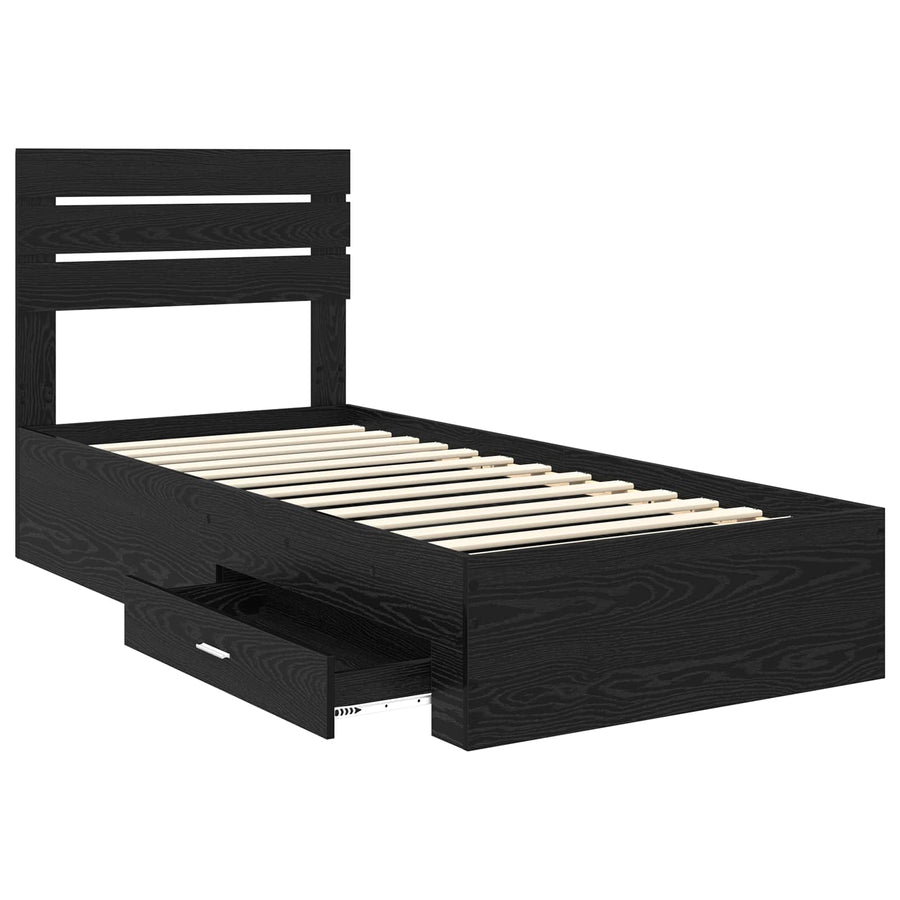 Bedframe met lade met hoofdeinde met opslag Bewerkt hout