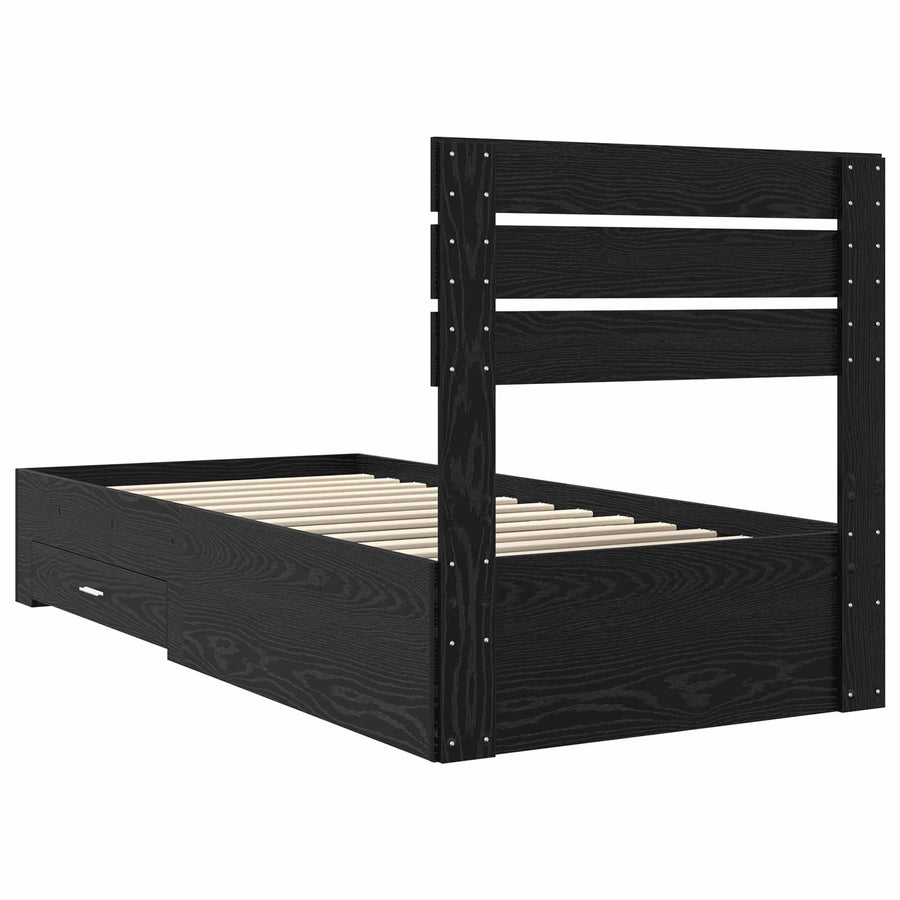 Bedframe met lade met hoofdeinde met opslag Bewerkt hout