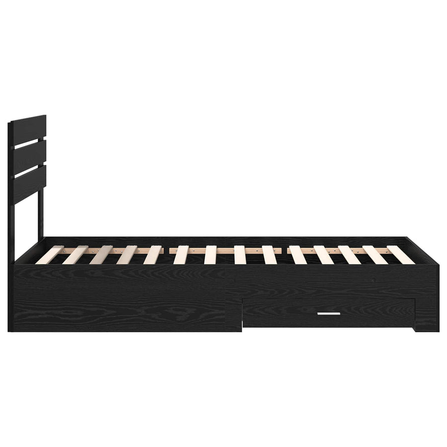 Bedframe met lade met hoofdeinde met opslag Bewerkt hout
