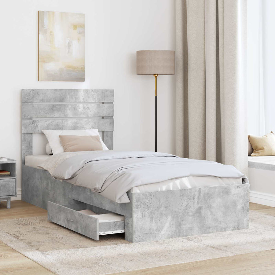 Bedframe met lade met hoofdeinde met opslag Bewerkt hout