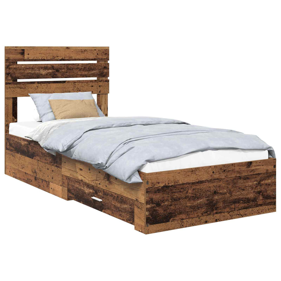 Bedframe met lade met hoofdeinde met opslag Bewerkt hout