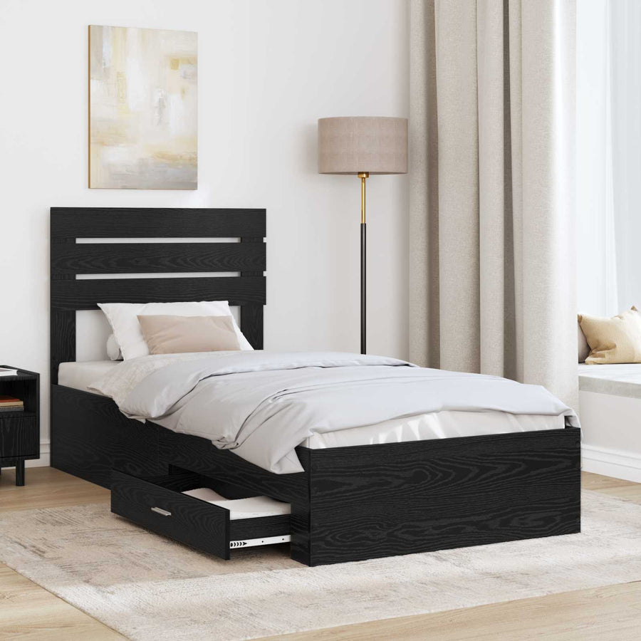 Bedframe met lade met hoofdeinde met opslag Bewerkt hout