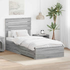 Bed frame with drawer, headboard with storage, engineered wood