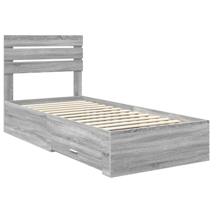 Bedframe met lade met hoofdeinde met opslag Bewerkt hout
