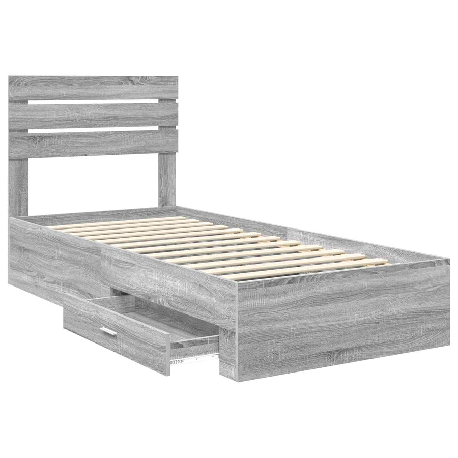Bedframe met lade met hoofdeinde met opslag Bewerkt hout