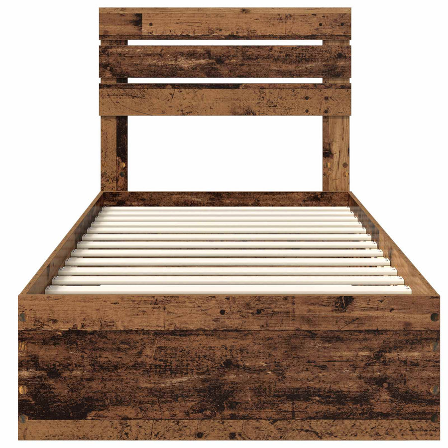 Bedframe met lade met hoofdeinde met opslag Bewerkt hout