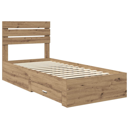 Bedframe met lade met hoofdeinde met opslag Bewerkt hout