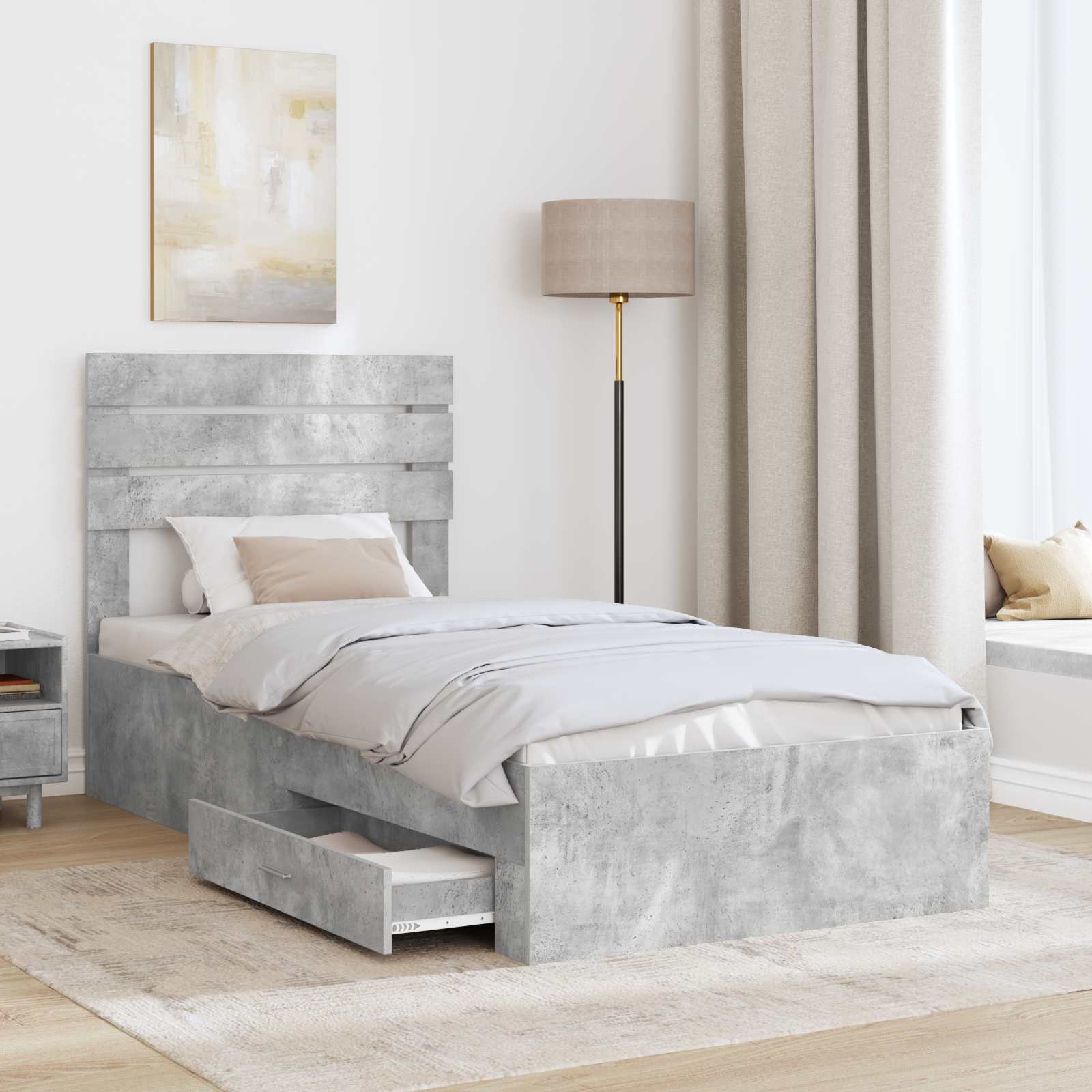 Bedframe met lade met hoofdeinde met opslag Bewerkt hout