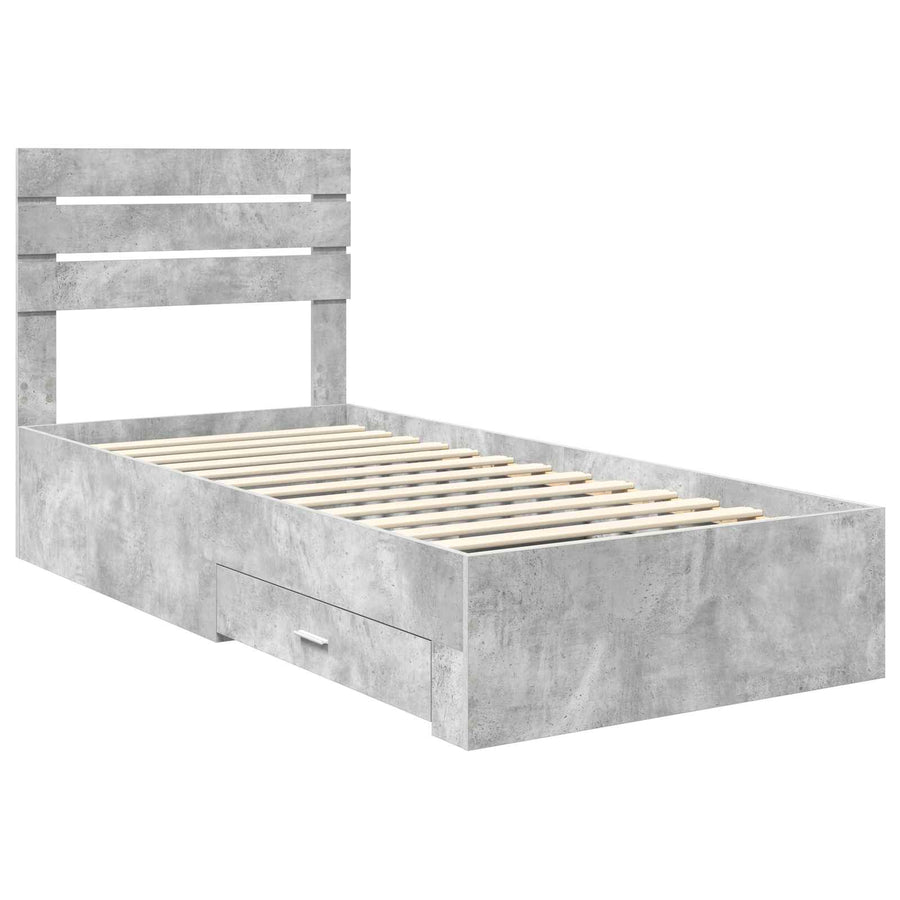 Bedframe met lade met hoofdeinde met opslag Bewerkt hout