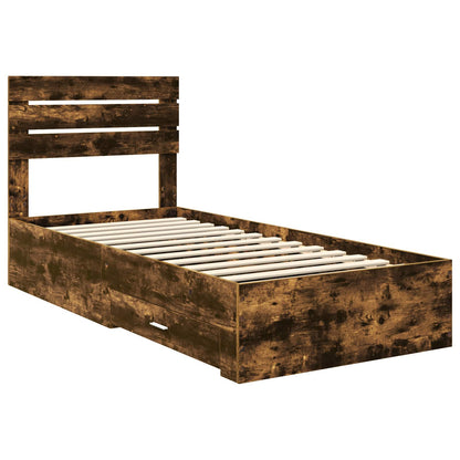Bedframe met lade met hoofdeinde met opslag Bewerkt hout