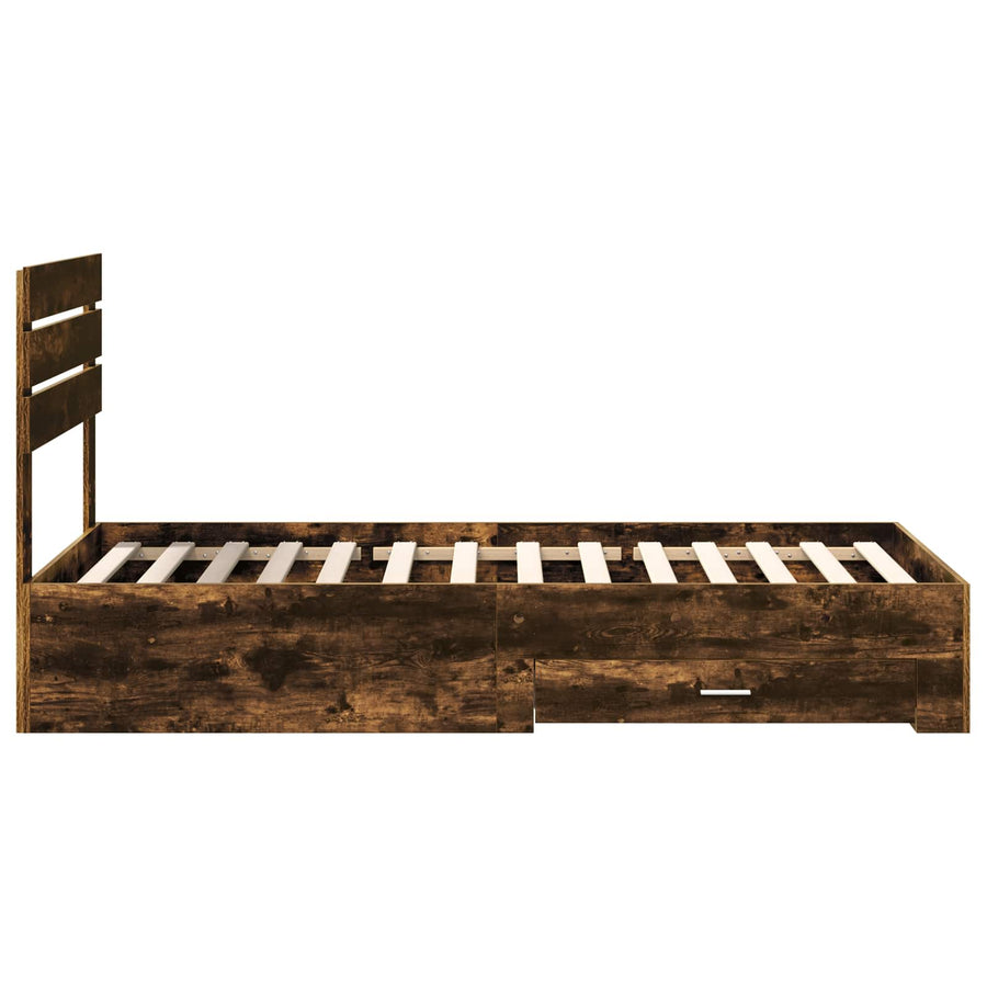 Bedframe met lade met hoofdeinde met opslag Bewerkt hout
