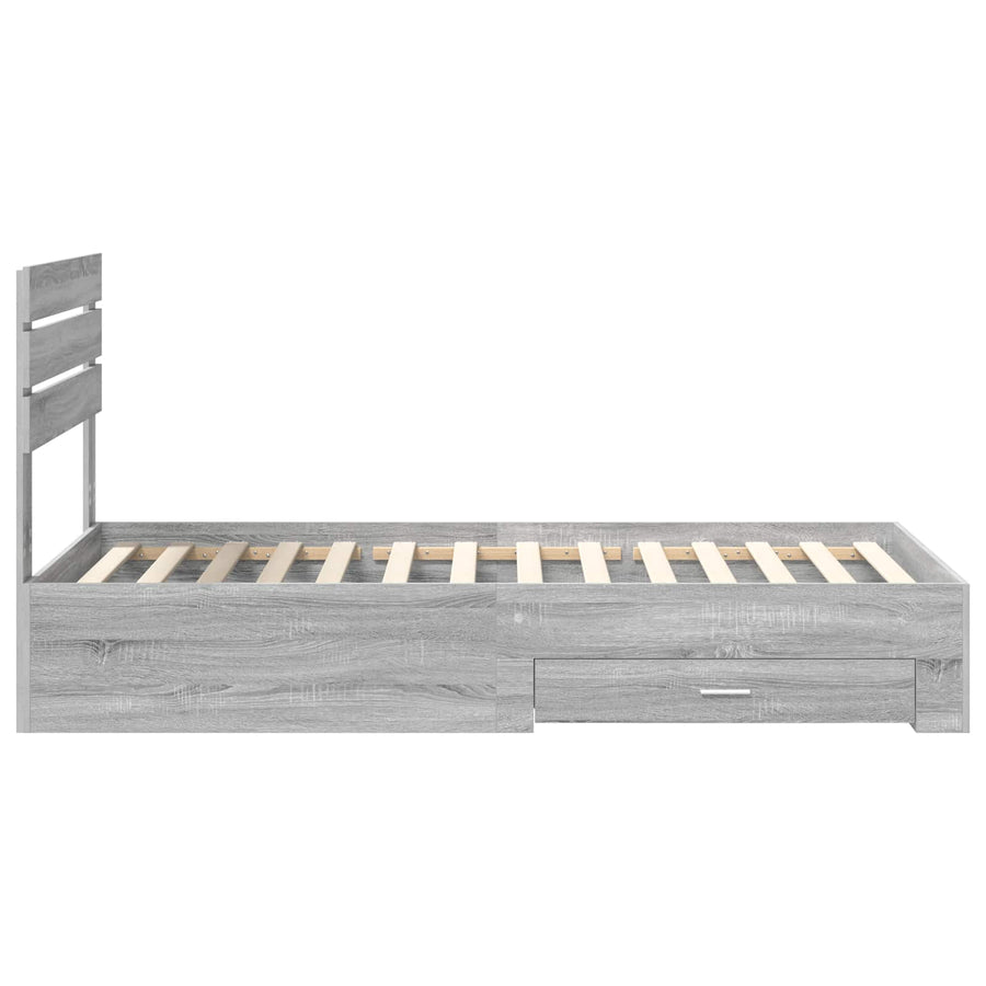 Bedframe met lade met hoofdeinde met opslag Bewerkt hout