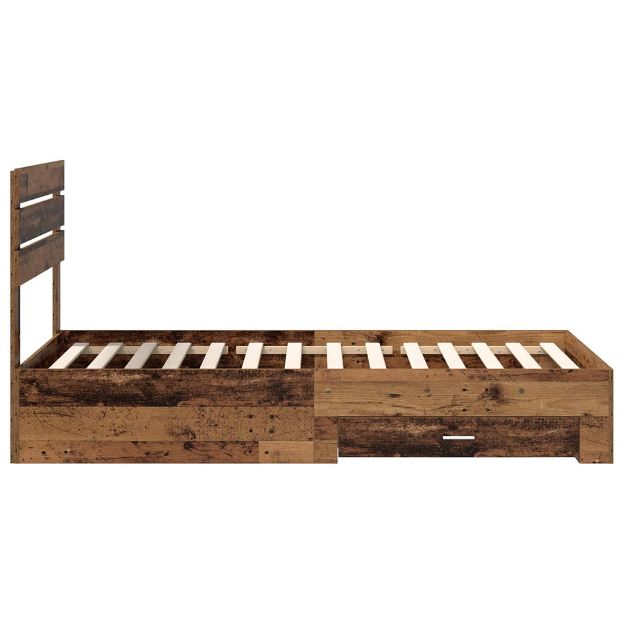 Bedframe met lade met hoofdeinde met opslag Bewerkt hout