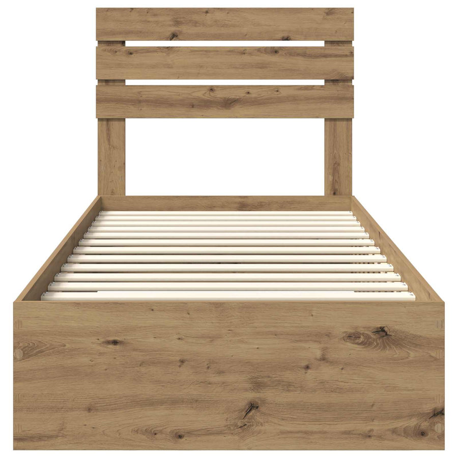 Bedframe met lade met hoofdeinde met opslag Bewerkt hout