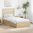 Bedframe 75 x 190 cm Sonoma Eiken en zilver bewerkt hout