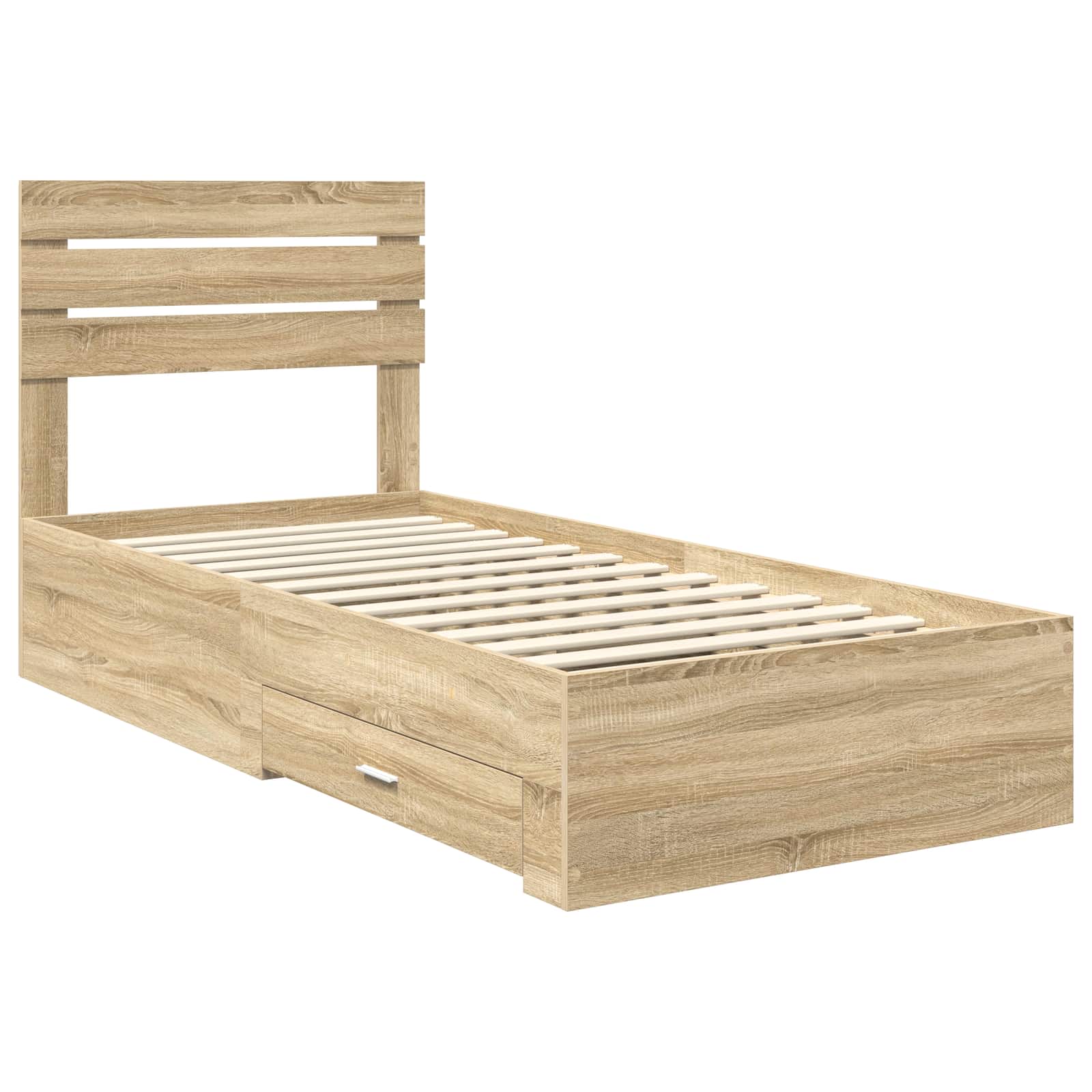 Bedframe Sonoma Eiken en Zilver 75 x 190 cm Bewerkt hout