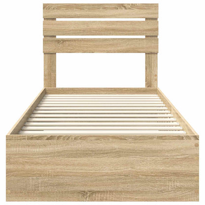 Bedframe Sonoma Eiken en Zilver 75 x 190 cm Bewerkt hout