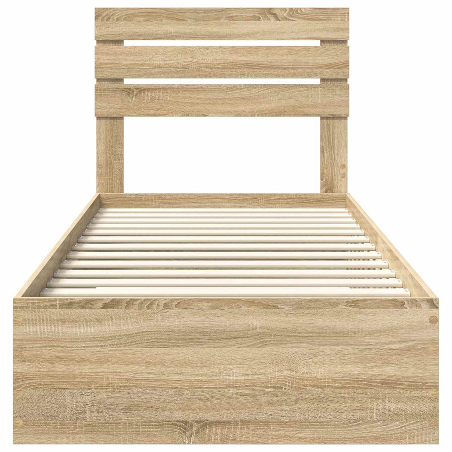 Bedframe Sonoma Eiken en Zilver 75 x 190 cm Bewerkt hout