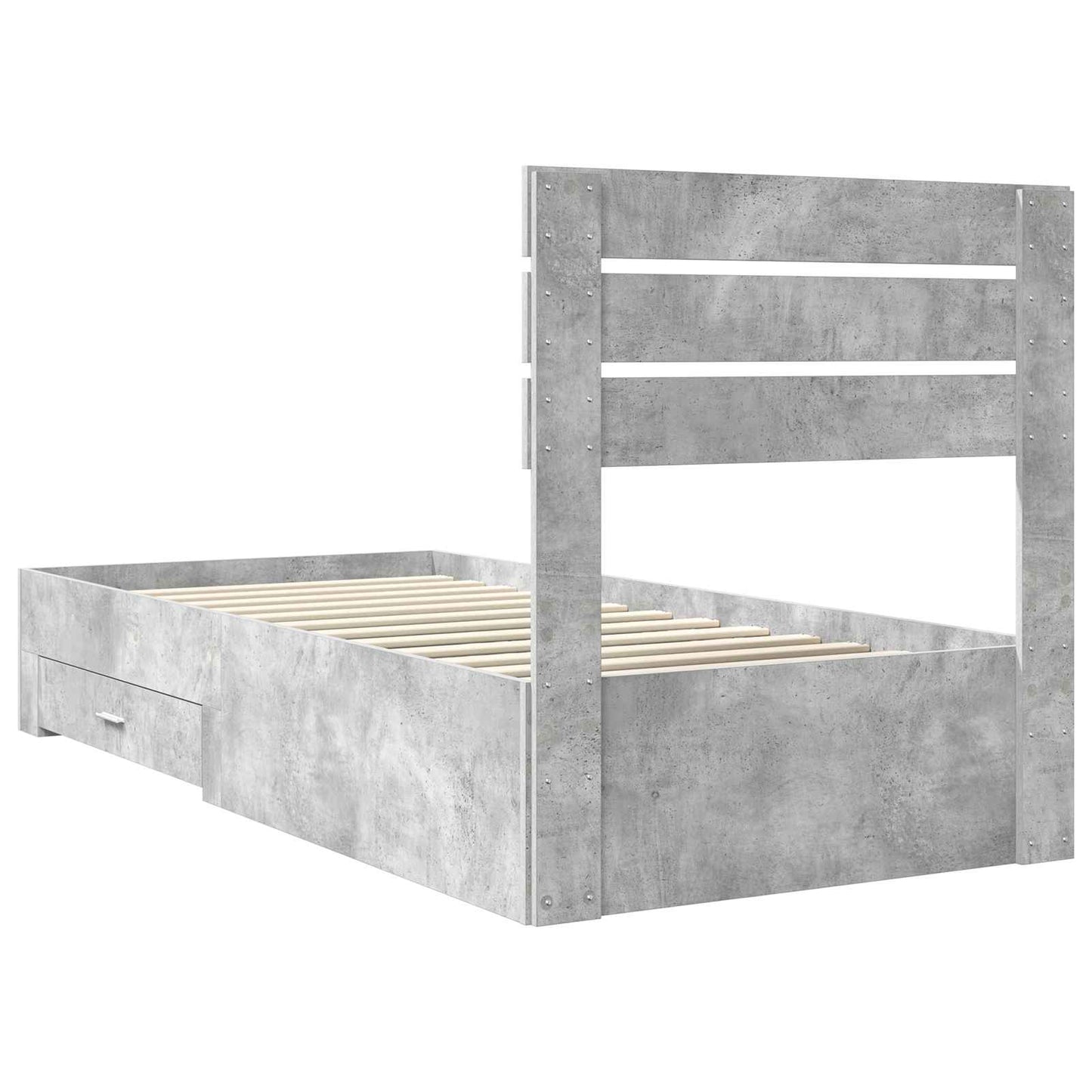 Bedframe Beton Grijs en Zilver 75 x 190 cm Bewerkt hout