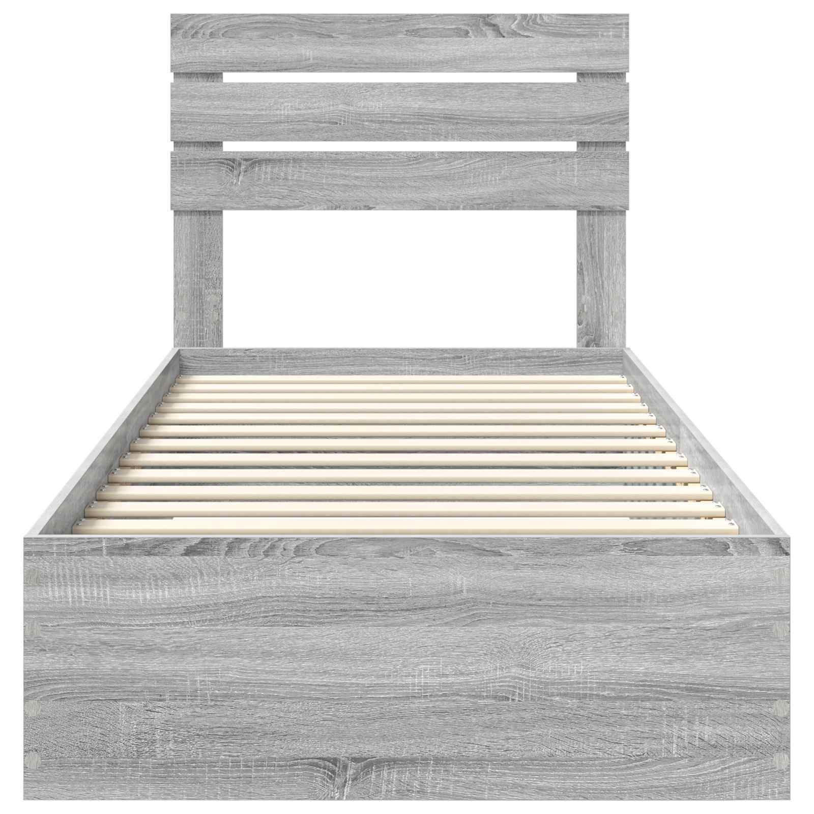 Bedframe Grijs Sonoma en Zilver 75 x 190 cm Bewerkt hout