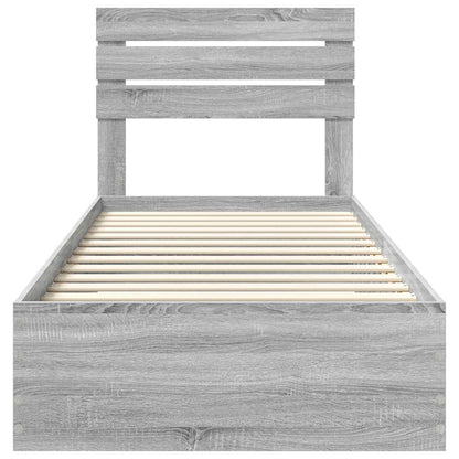 Bedframe Grijs Sonoma en Zilver 75 x 190 cm Bewerkt hout