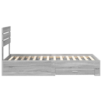 Bedframe Grijs Sonoma en Zilver 75 x 190 cm Bewerkt hout