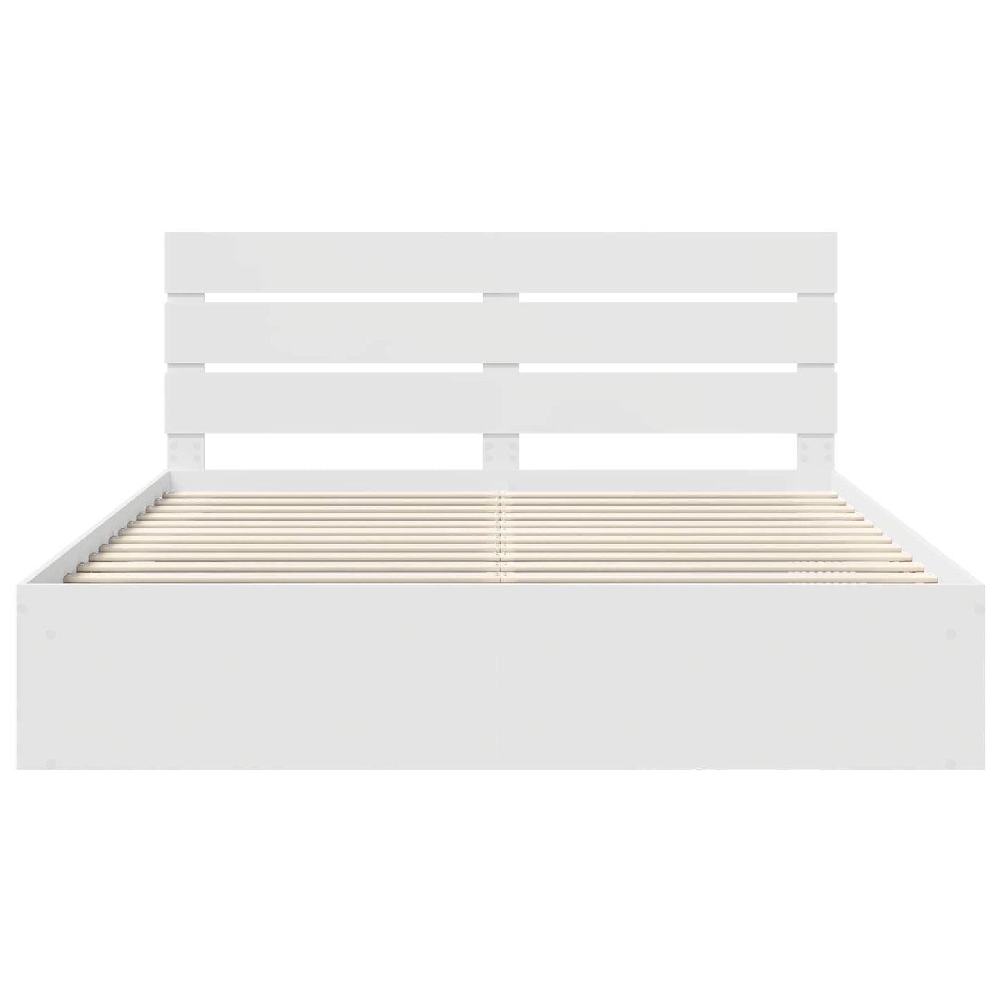 Bedframe met hoofdeinde Wit 200 x 200 cm Massief grenenhout