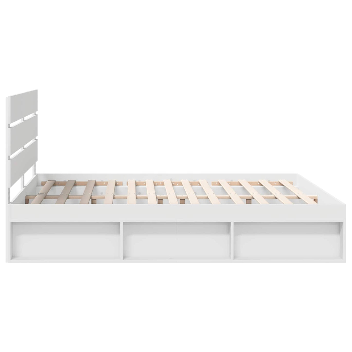 Bedframe met hoofdeinde Wit 200 x 200 cm Massief grenenhout