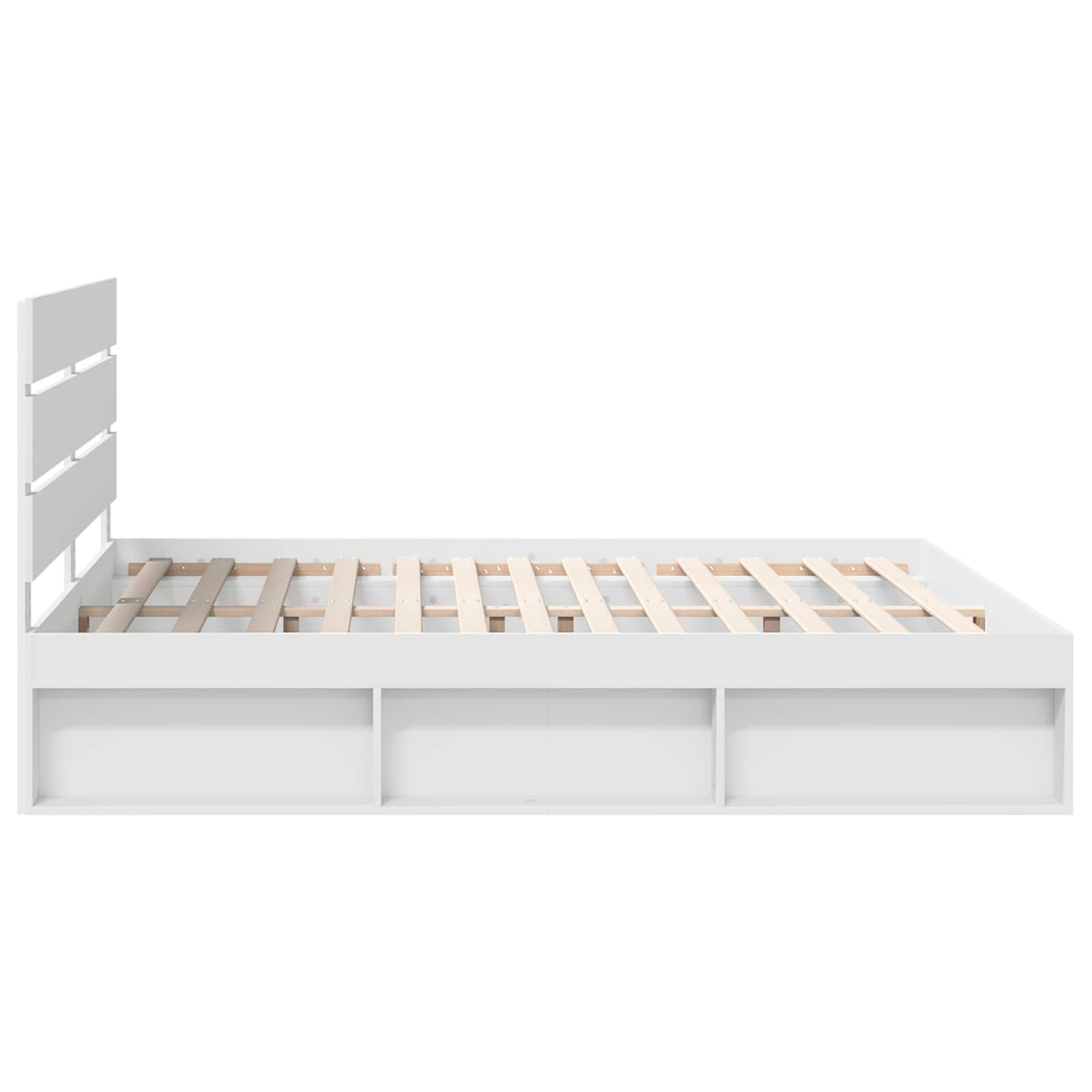 Bedframe met hoofdeinde Wit 200 x 200 cm Massief grenenhout